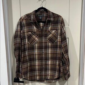 Exofficio Brown and Orange Plaid Shirt